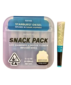 BOUTIQ “SNACK PACK” “STARBURST DIESEL” INFUSED WITH “GRAPE POPPERZ” PRE-ROLL PACK